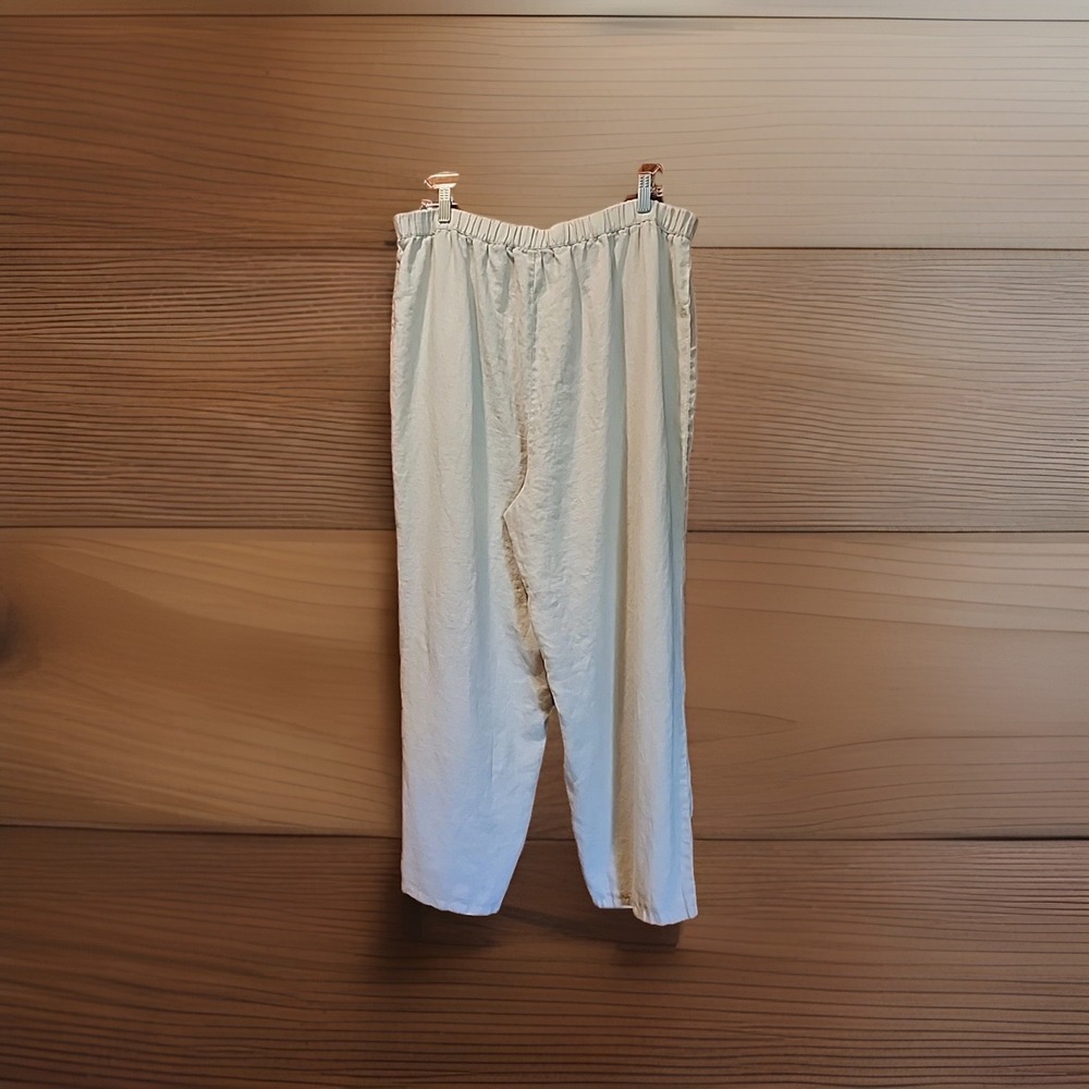 Chelsea Studio Womens Linen Wide Leg Pants Sz 20 Ivory Beachy Resort Lagenlook - Picture 2 of 10